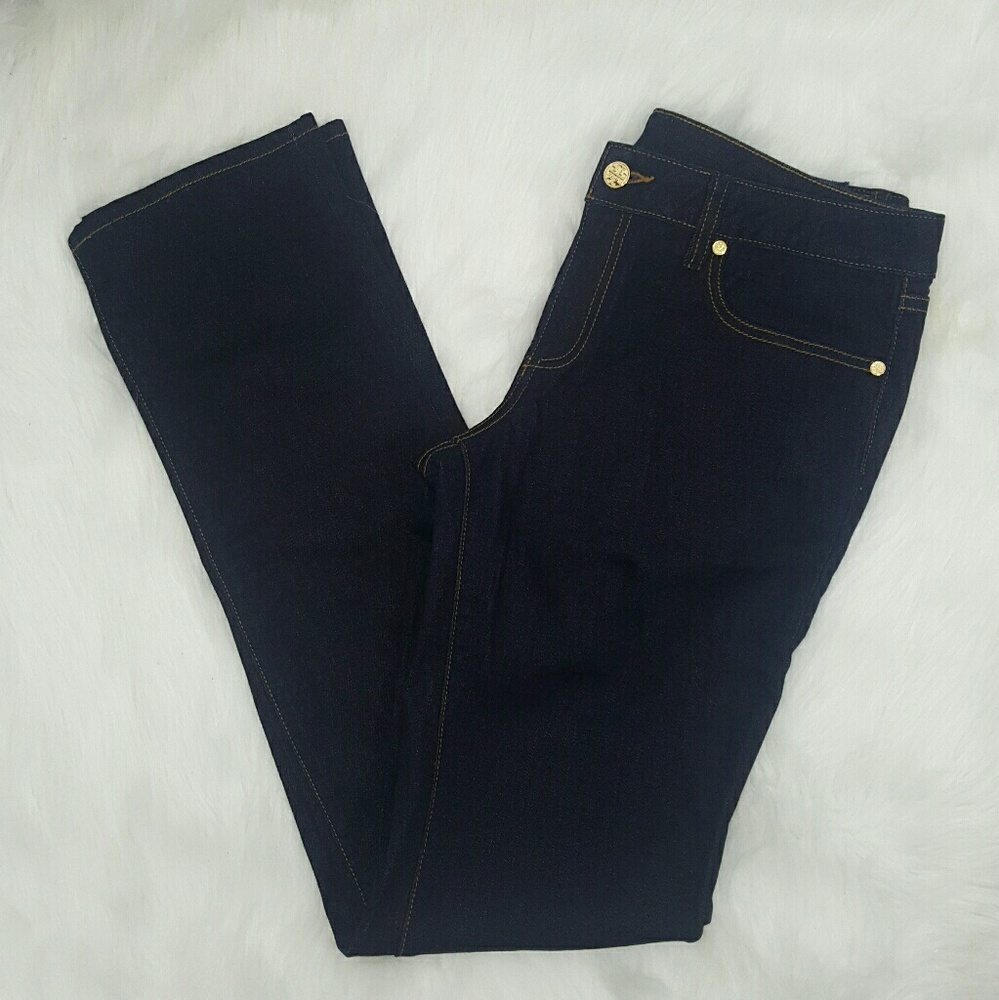 Tory Burch Dark Straight Leg Jeans